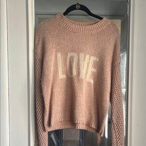 Z Supply Women's Pink Sweater with Love Design